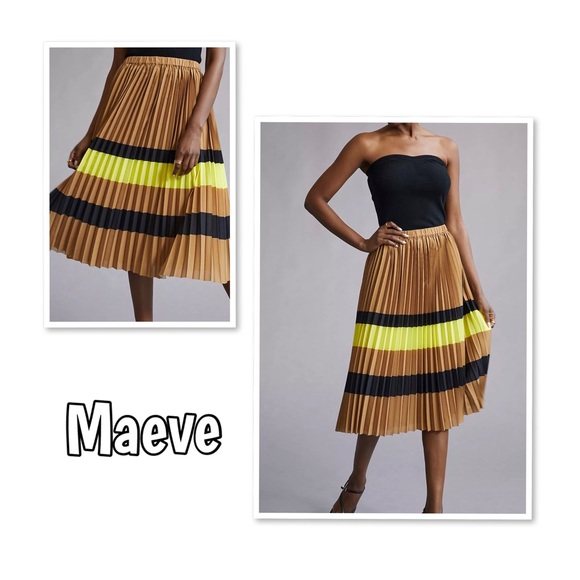 Maeve Dresses & Skirts - Maeve Pleated Striped Midi Skirt